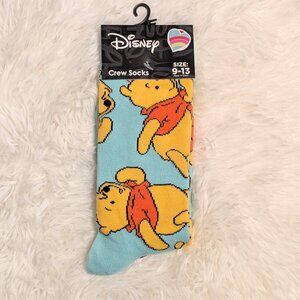 Disney Winnie the Pooh Crew Sock, Light Blue, New